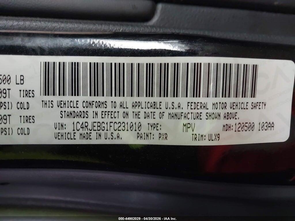 1C4RJEBG1FC231010 2015 JEEP GRAND CHEROKEE photo no. 9