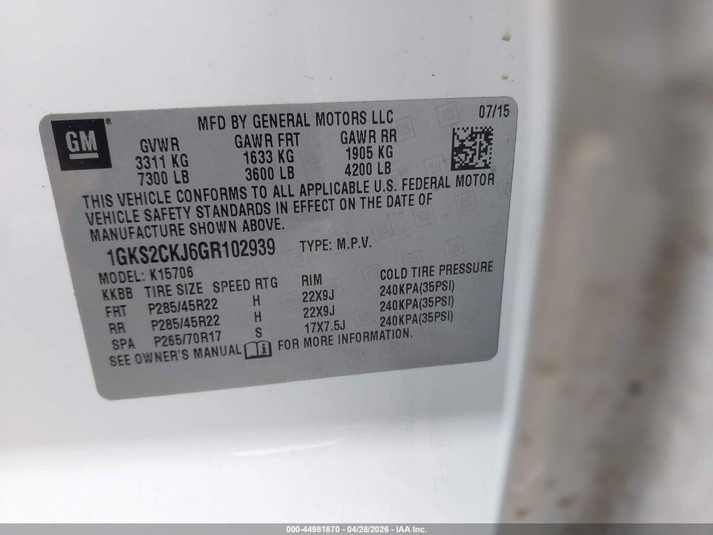 1GKS2CKJ6GR102939 2016 GMC YUKON photo no. 9