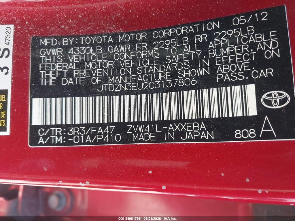 JTDZN3EU2C3137806 2012 TOYOTA PRIUS V photo no. 9