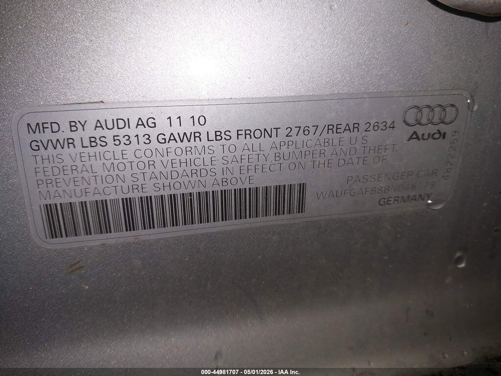 WAUFGAFB8BN046179 2011 AUDI A6 photo no. 9