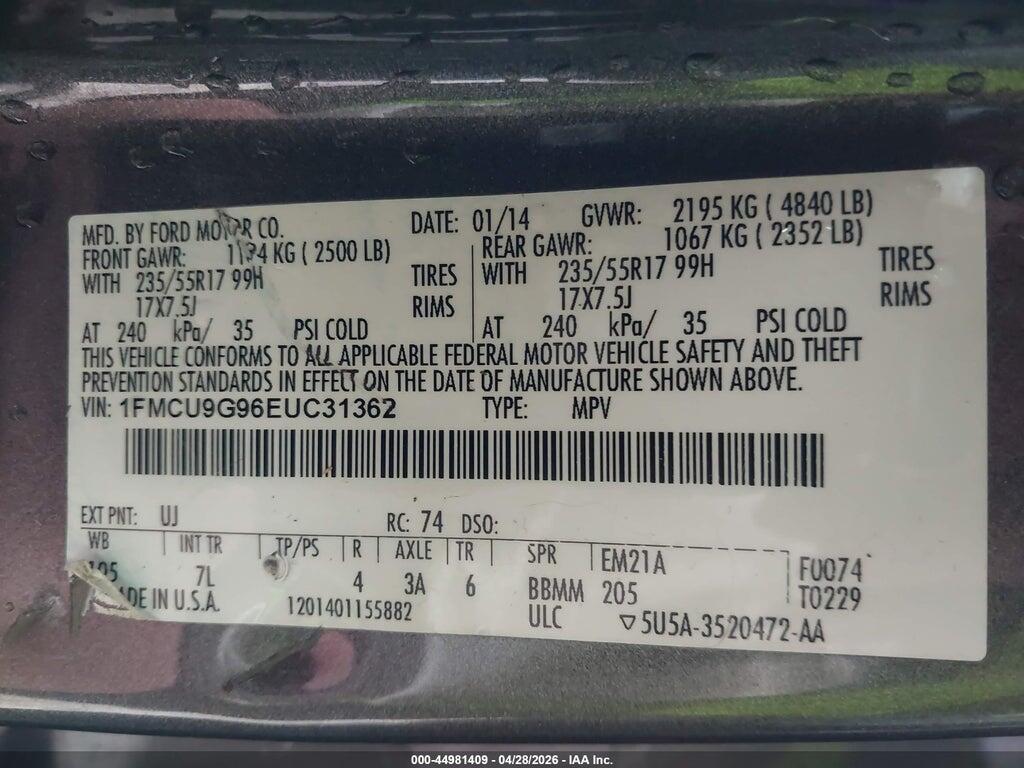 1FMCU9G96EUC31362 2014 FORD ESCAPE photo no. 9