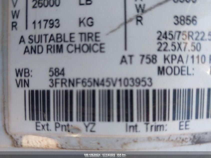 3FRNF65N45V103953 2005 FORD F-650 photo no. 8