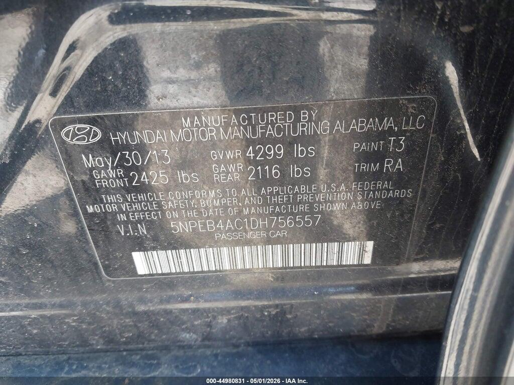 5NPEB4AC1DH756557 2013 HYUNDAI SONATA photo no. 9