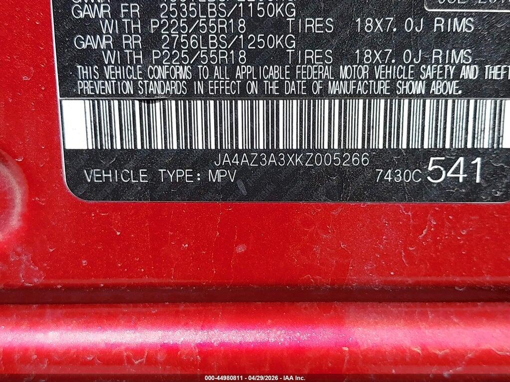 JA4AZ3A3XKZ005266 2019 MITSUBISHI OUTLANDER photo no. 9