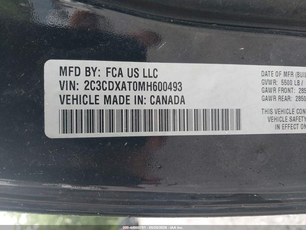 2C3CDXAT0MH600493 2021 DODGE CHARGER photo no. 9