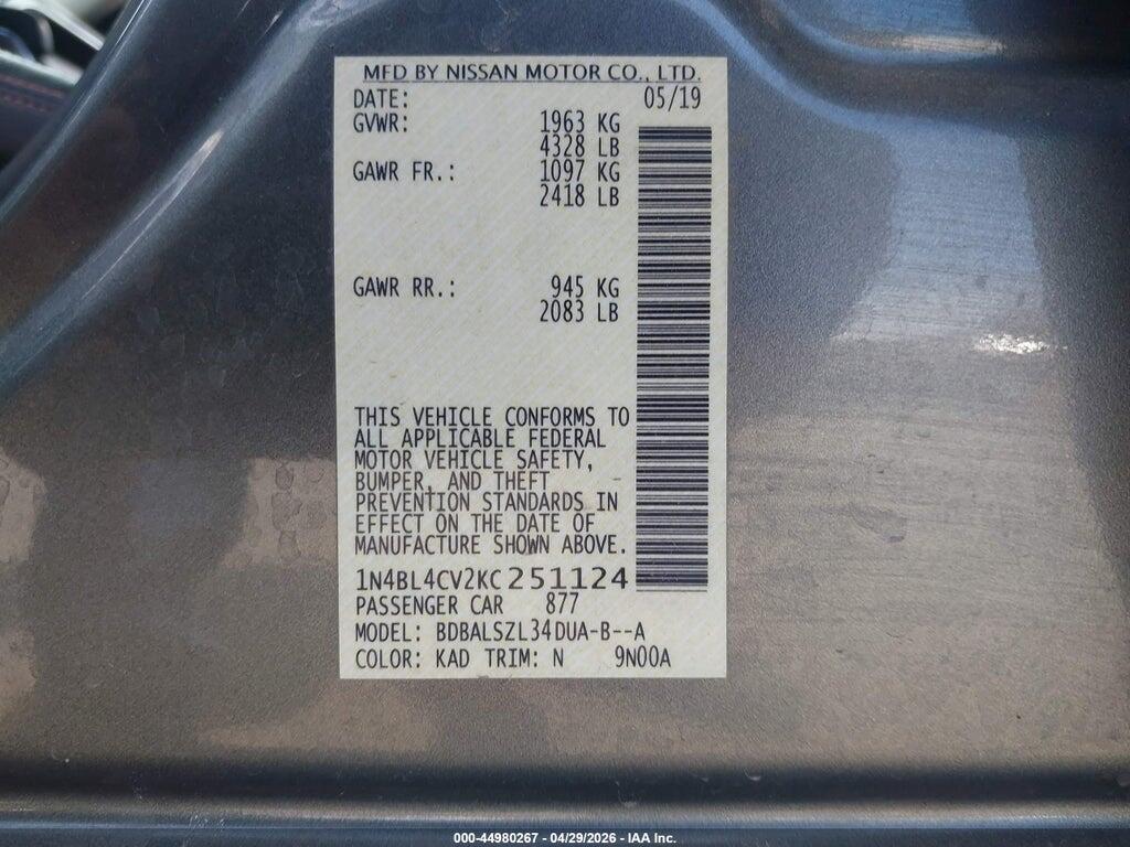 1N4BL4CV2KC251124 2019 NISSAN ALTIMA photo no. 9