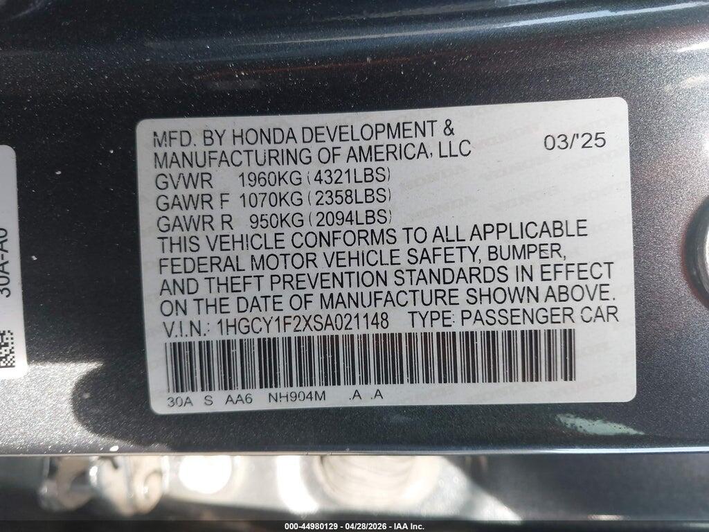 1HGCY1F2XSA021148 2025 HONDA ACCORD photo no. 9