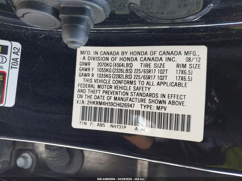 2HKRM4H59CH626947 2012 HONDA CR-V photo no. 9