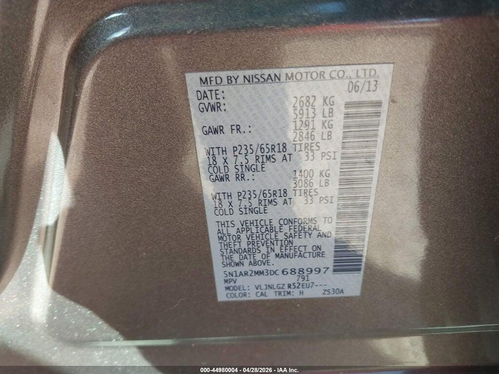 5N1AR2MM3DC688997 2013 NISSAN PATHFINDER photo no. 9