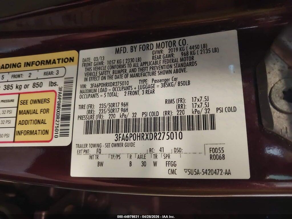 3FA6P0HRXDR275010 2013 FORD FUSION photo no. 9