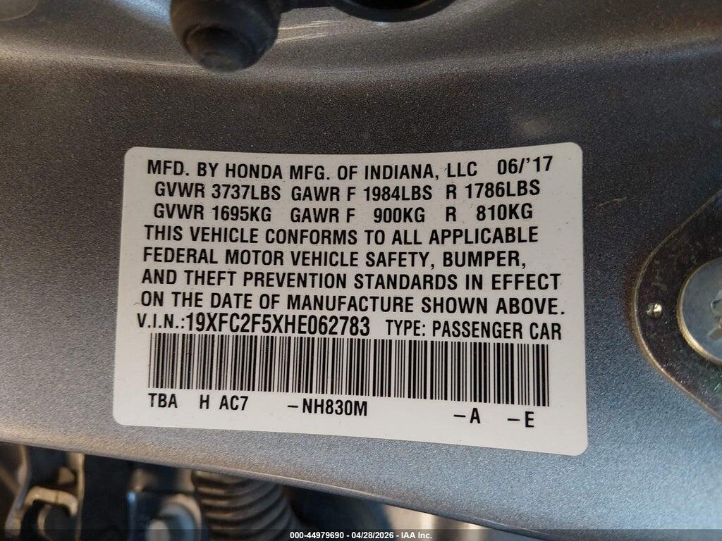 19XFC2F5XHE062783 2017 HONDA CIVIC photo no. 9
