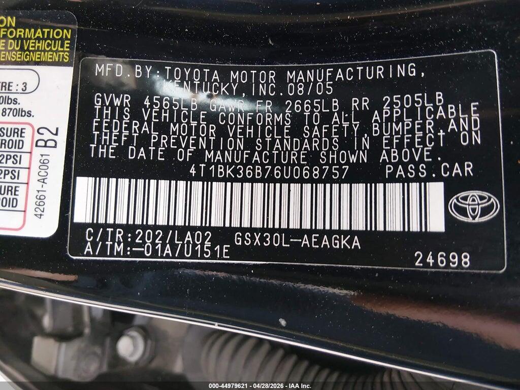 4T1BK36B76U068757 2006 TOYOTA AVALON photo no. 9