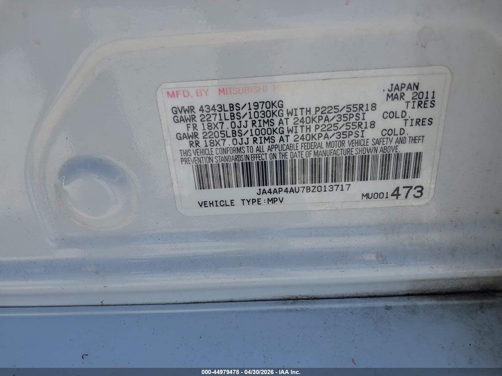 JA4AP4AU7BZ013717 2011 MITSUBISHI OUTLANDER SPORT photo no. 9