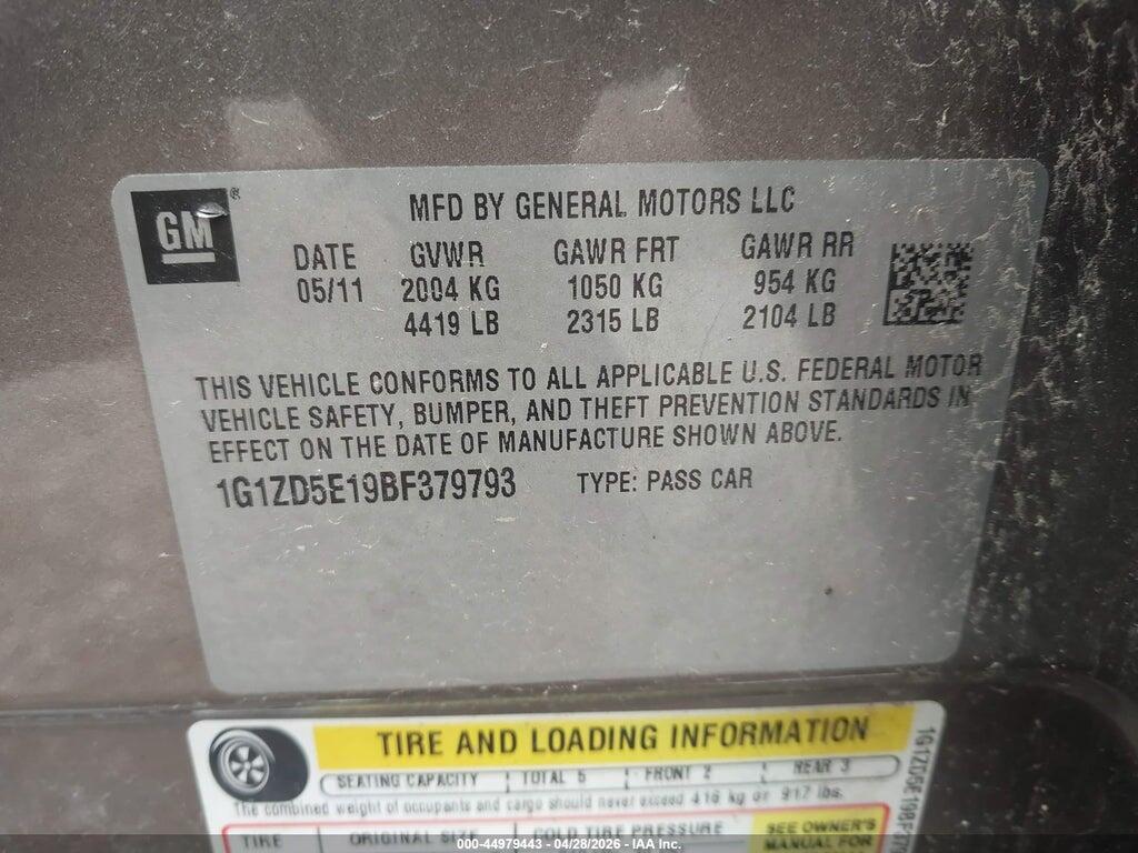 1G1ZD5E19BF379793 2011 CHEVROLET MALIBU photo no. 9