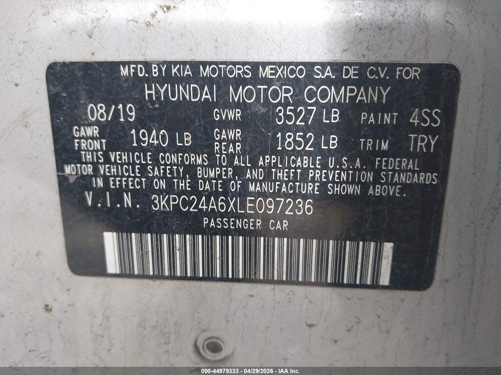 3KPC24A6XLE097236 2020 HYUNDAI ACCENT photo no. 9