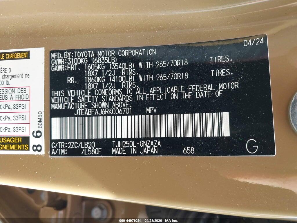 JTEABFAJ6RK006701 2024 TOYOTA LAND CRUISER photo no. 9