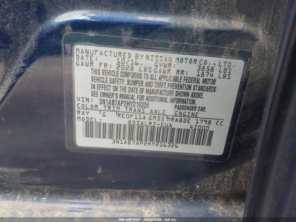 3N1AB7AP2HY216326 2017 NISSAN SENTRA photo no. 9
