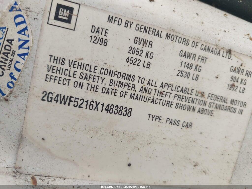 2G4WF5216X1483838 1999 BUICK REGAL photo no. 9