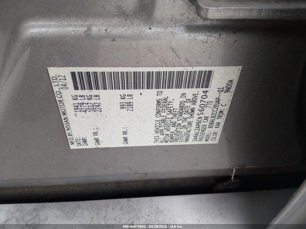 1N4AL2AP6CN560704 2012 NISSAN ALTIMA photo no. 9