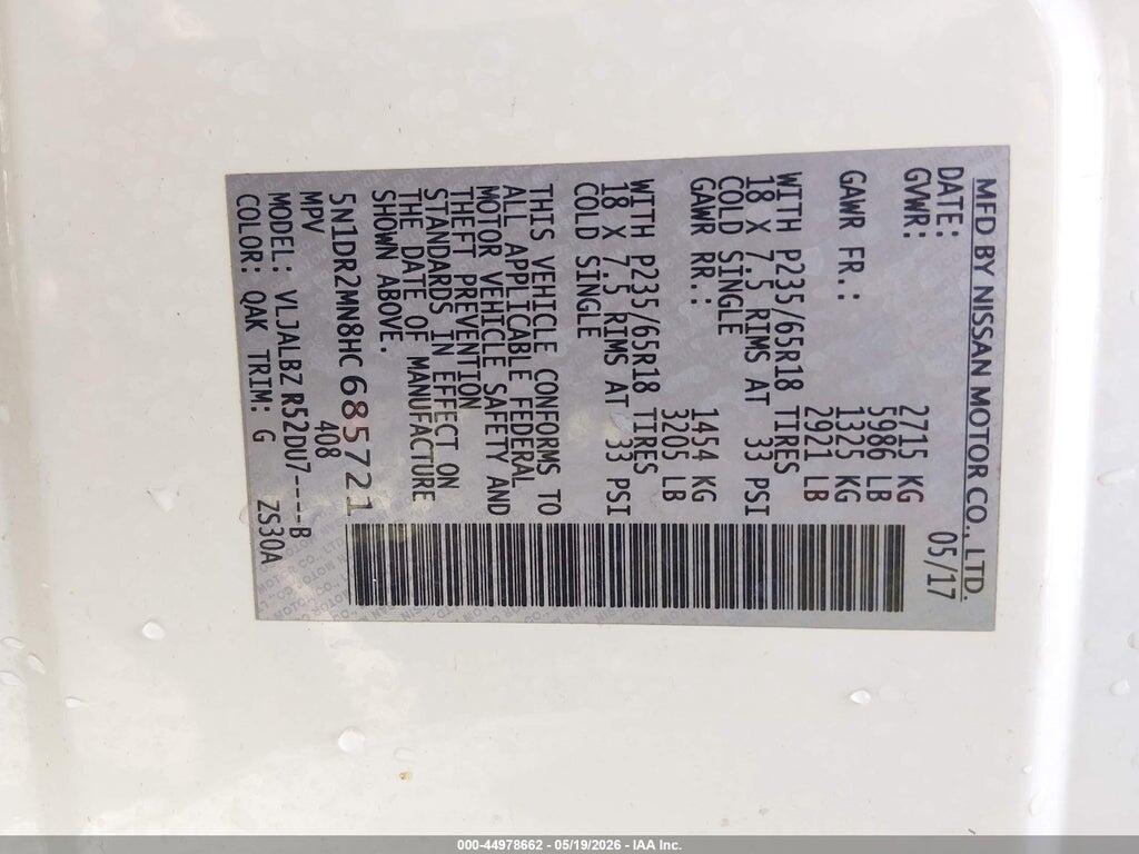 5N1DR2MN8HC685721 2017 NISSAN PATHFINDER photo no. 9
