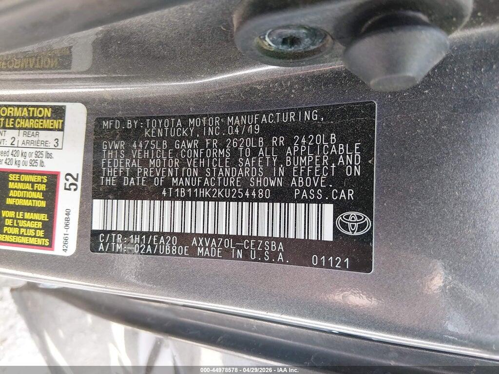 4T1B11HK2KU254480 2019 TOYOTA CAMRY photo no. 9