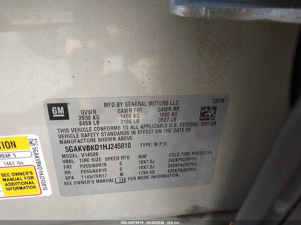 5GAKVBKD1HJ245810 2017 BUICK ENCLAVE photo no. 9