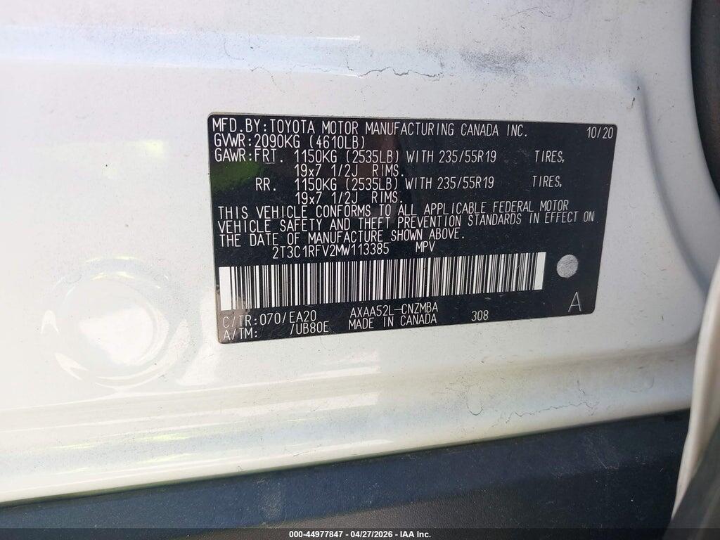 2T3C1RFV2MW113385 2021 TOYOTA RAV4 photo no. 9