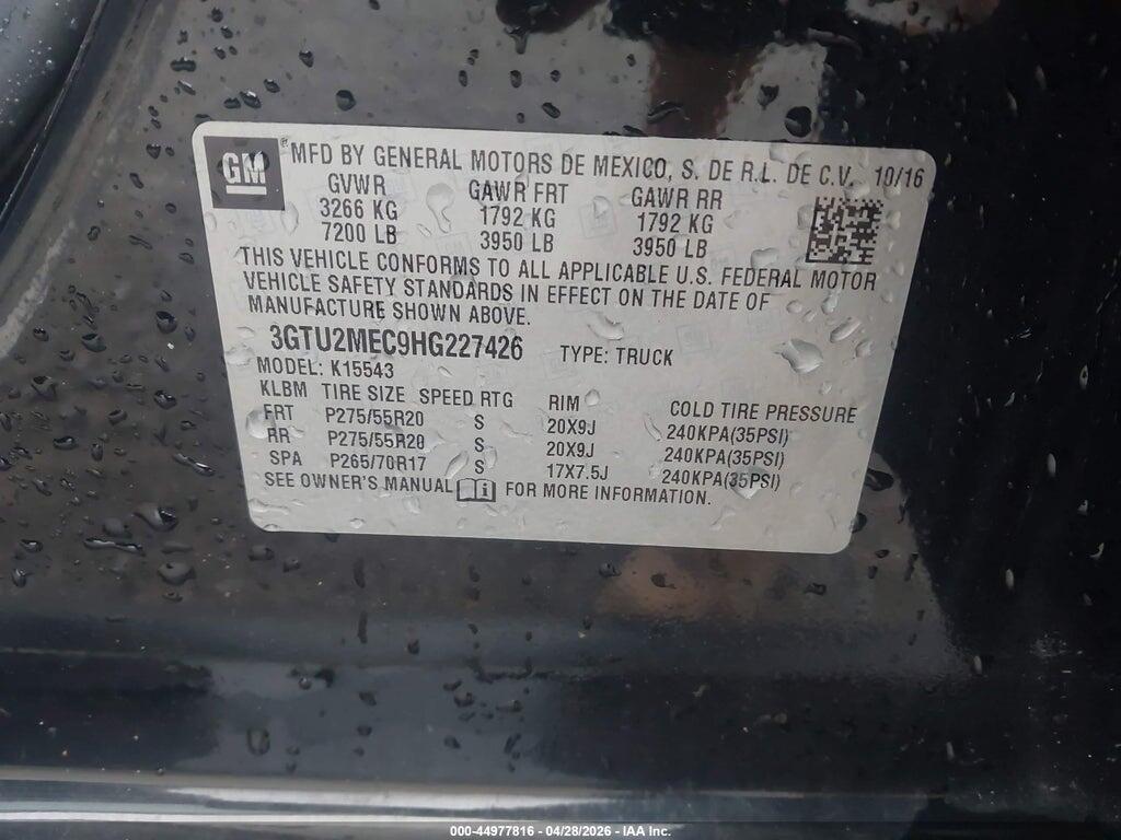 3GTU2MEC9HG227426 2017 GMC SIERRA 1500 photo no. 9