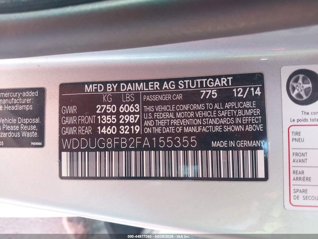WDDUG8FB2FA155355 2015 MERCEDES-BENZ S 550 photo no. 9