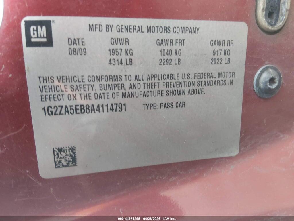 1G2ZA5EB8A4114791 2010 PONTIAC G6 photo no. 9