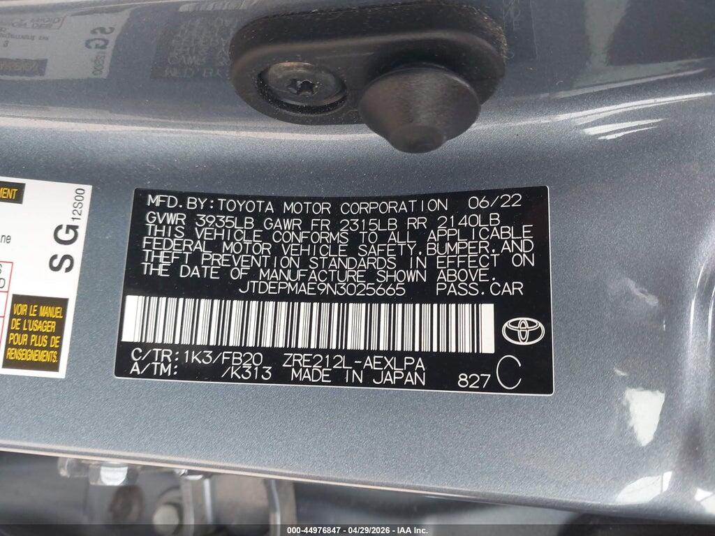 JTDEPMAE9N3025665 2022 TOYOTA COROLLA photo no. 9