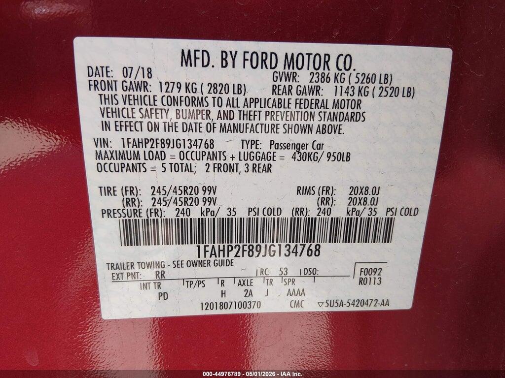 1FAHP2F89JG134768 2018 FORD TAURUS photo no. 9