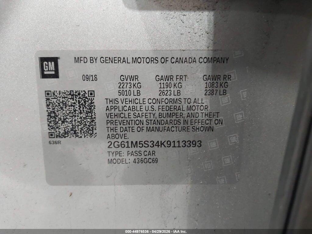 2G61M5S34K9113393 2019 CADILLAC XTS photo no. 9