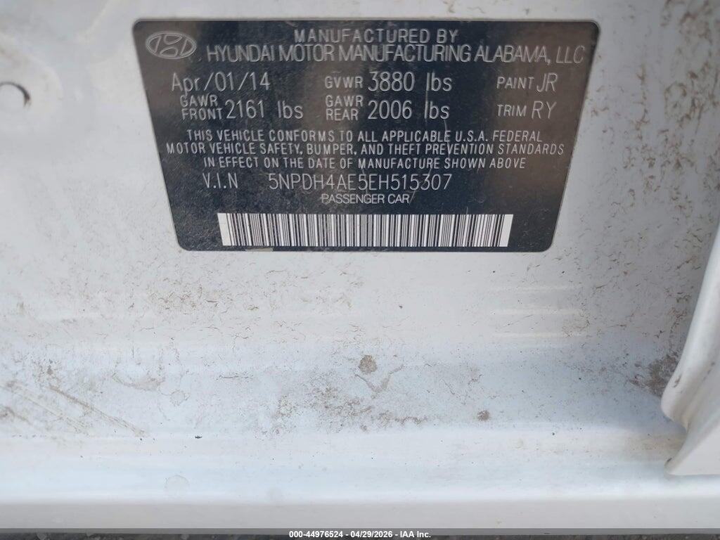 5NPDH4AE5EH515307 2014 HYUNDAI ELANTRA photo no. 9