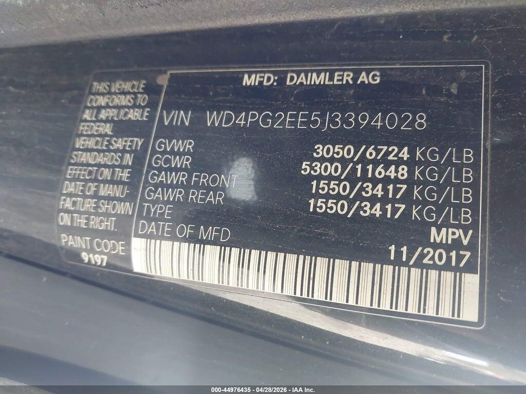 WD4PG2EE5J3394028 2018 MERCEDES-BENZ METRIS photo no. 9