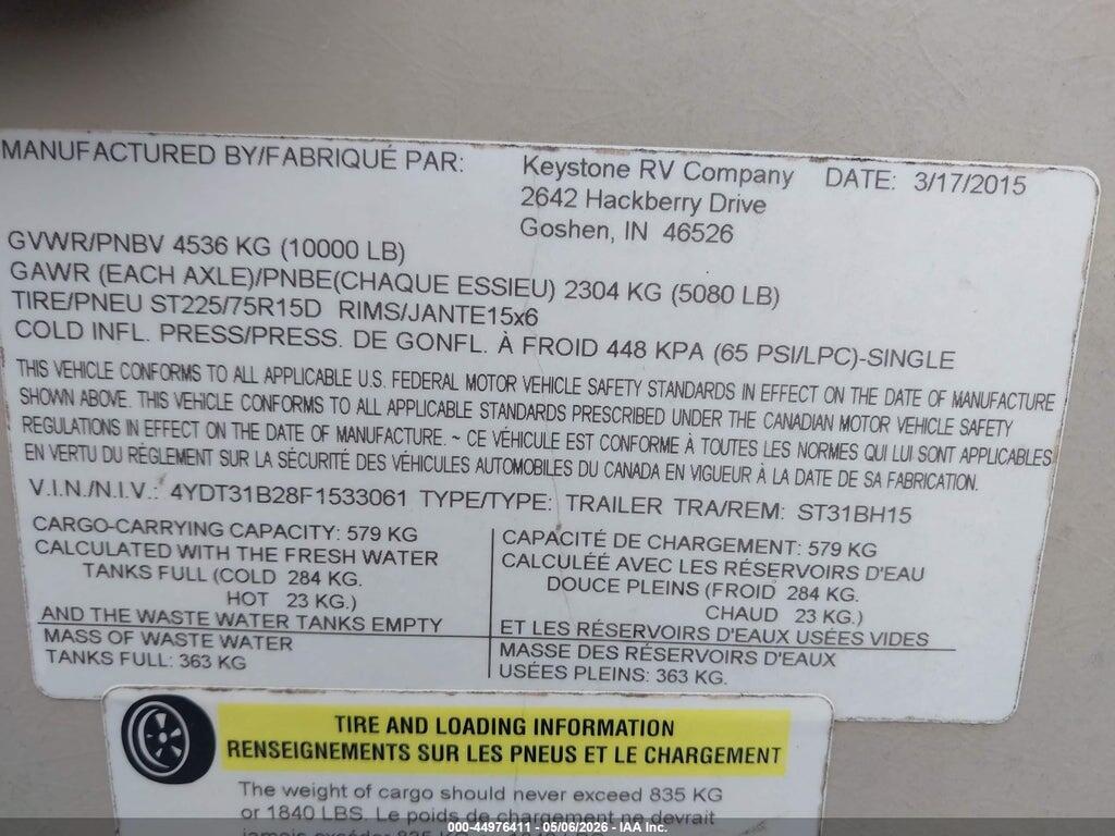 4YDT31B28F1533061 2015 KEYSTONE SPRINTER OTHER photo no. 9
