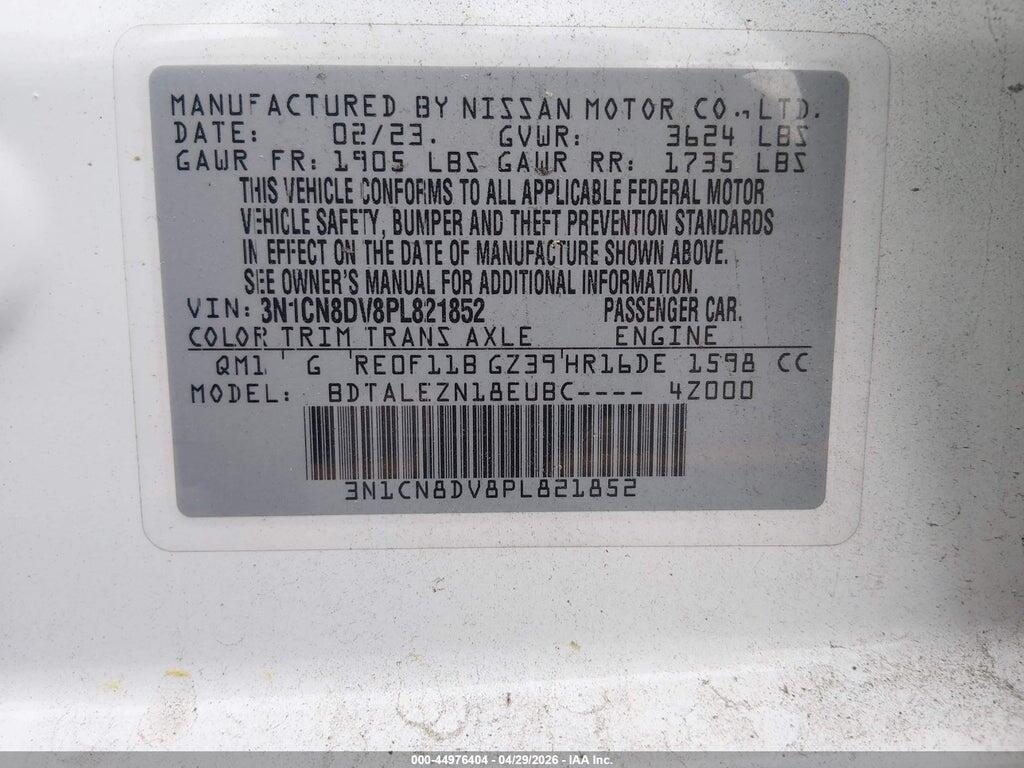 3N1CN8DV8PL821852 2023 NISSAN VERSA photo no. 9