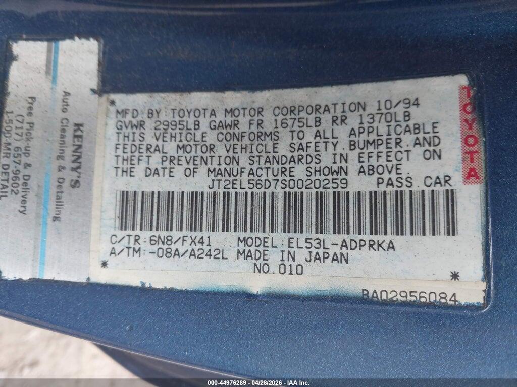 JT2EL56D7S0020259 1995 TOYOTA TERCEL photo no. 9
