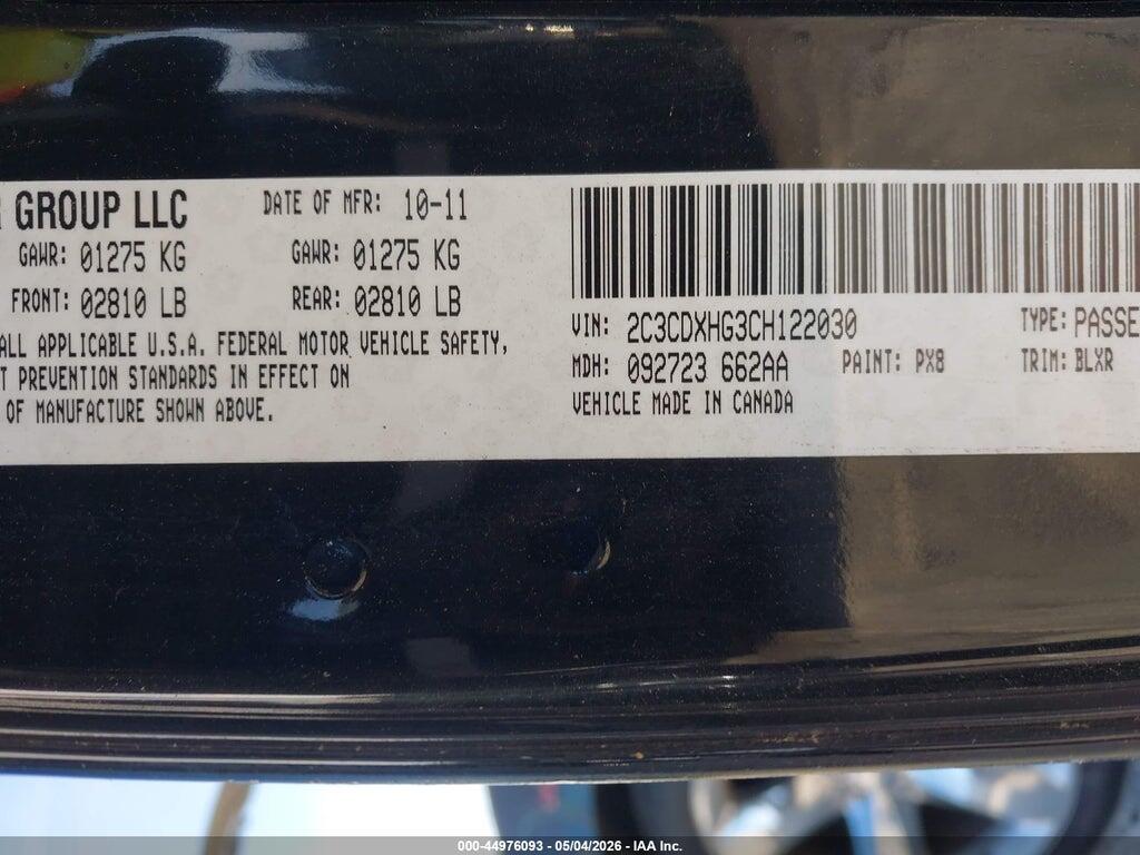 2C3CDXHG3CH122030 2012 DODGE CHARGER photo no. 9