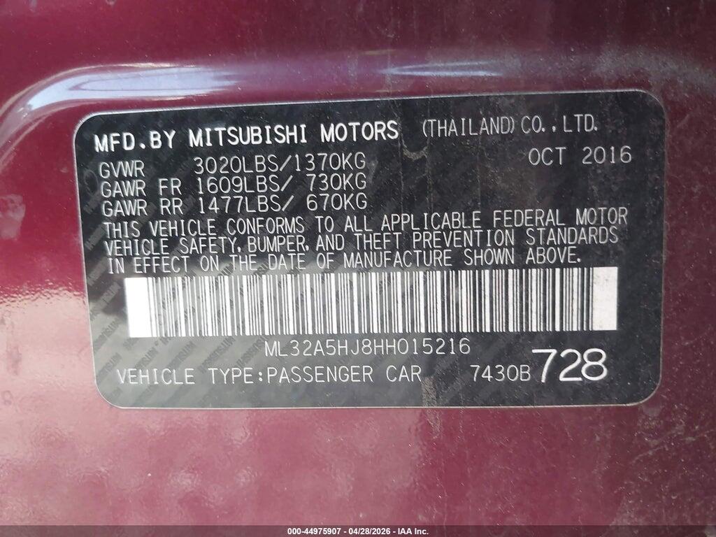 ML32A5HJ8HH015216 2017 MITSUBISHI MIRAGE photo no. 9