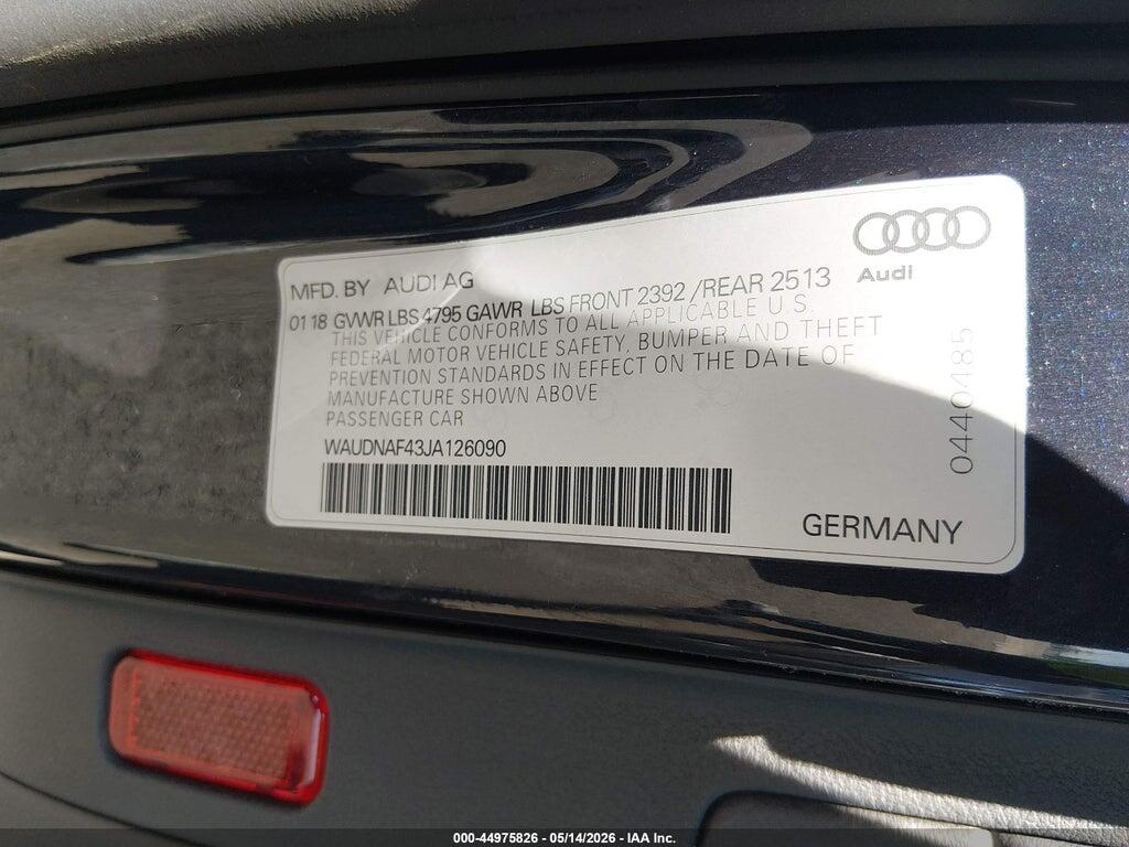 WAUDNAF43JA126090 2018 AUDI A4 photo no. 9