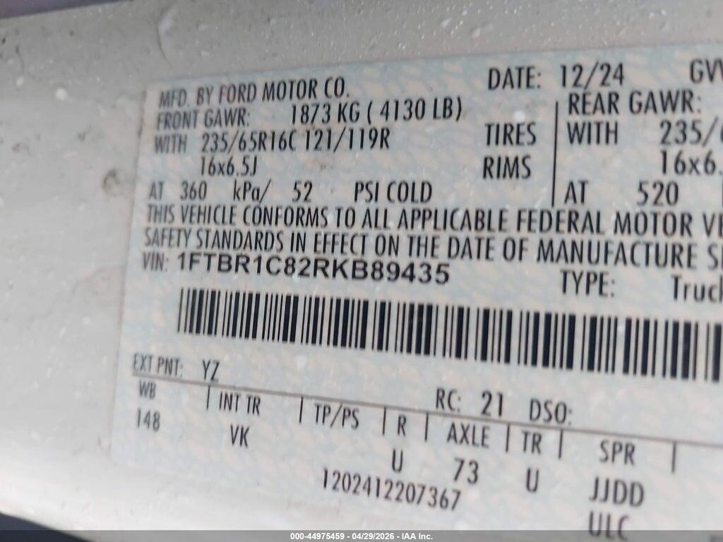 1FTBR1C82RKB89435 2024 FORD TRANSIT-250 photo no. 9