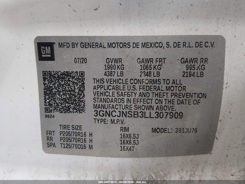 3GNCJNSB3LL307909 2020 CHEVROLET TRAX photo no. 9