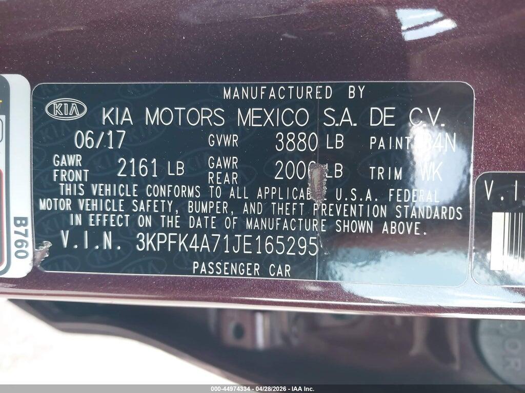 3KPFK4A71JE165295 2018 KIA FORTE photo no. 9