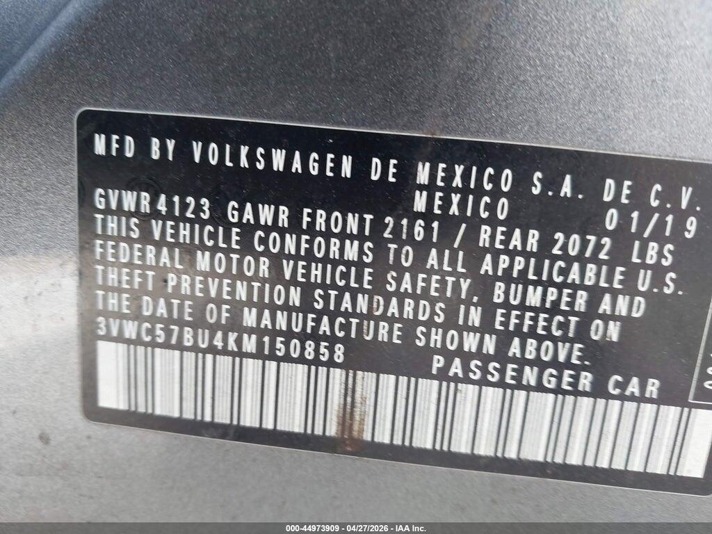 3VWC57BU4KM150858 2019 VOLKSWAGEN JETTA photo no. 9