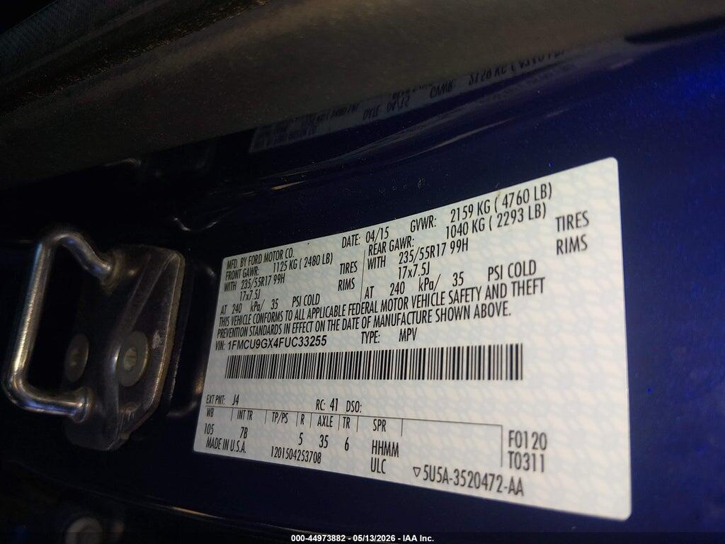 1FMCU9GX4FUC33255 2015 FORD ESCAPE photo no. 9