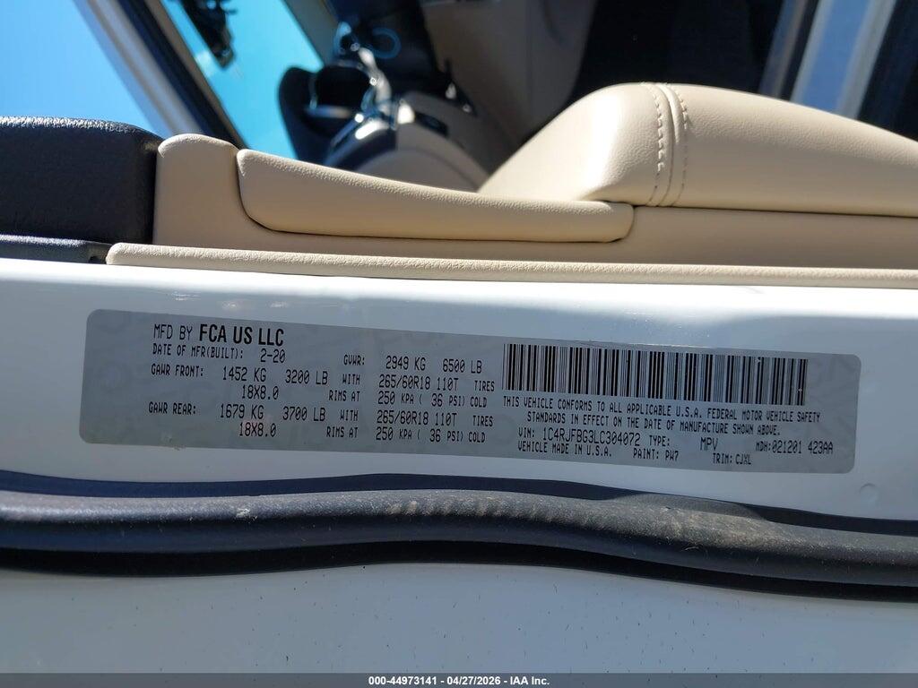 1C4RJFBG3LC304072 2020 JEEP GRAND CHEROKEE photo no. 9