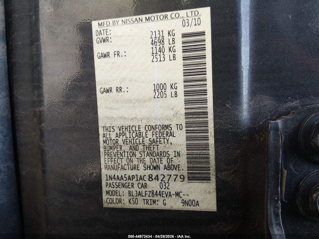1N4AA5AP1AC842779 2010 NISSAN MAXIMA photo no. 9
