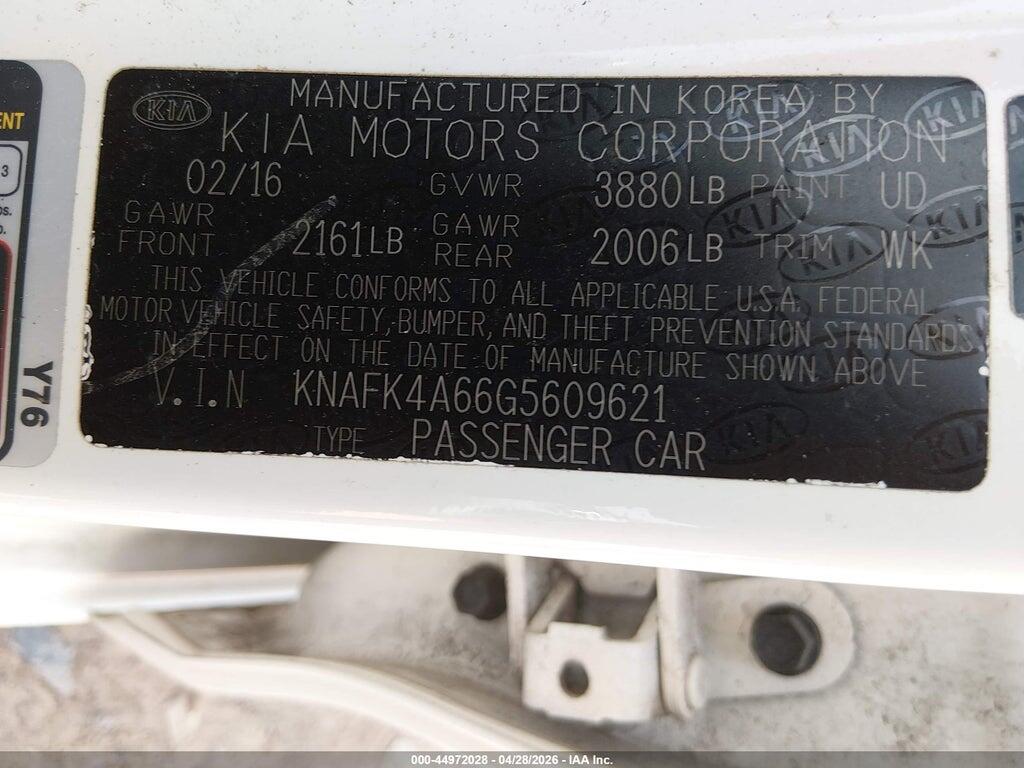 KNAFK4A66G5609621 2016 KIA FORTE photo no. 9