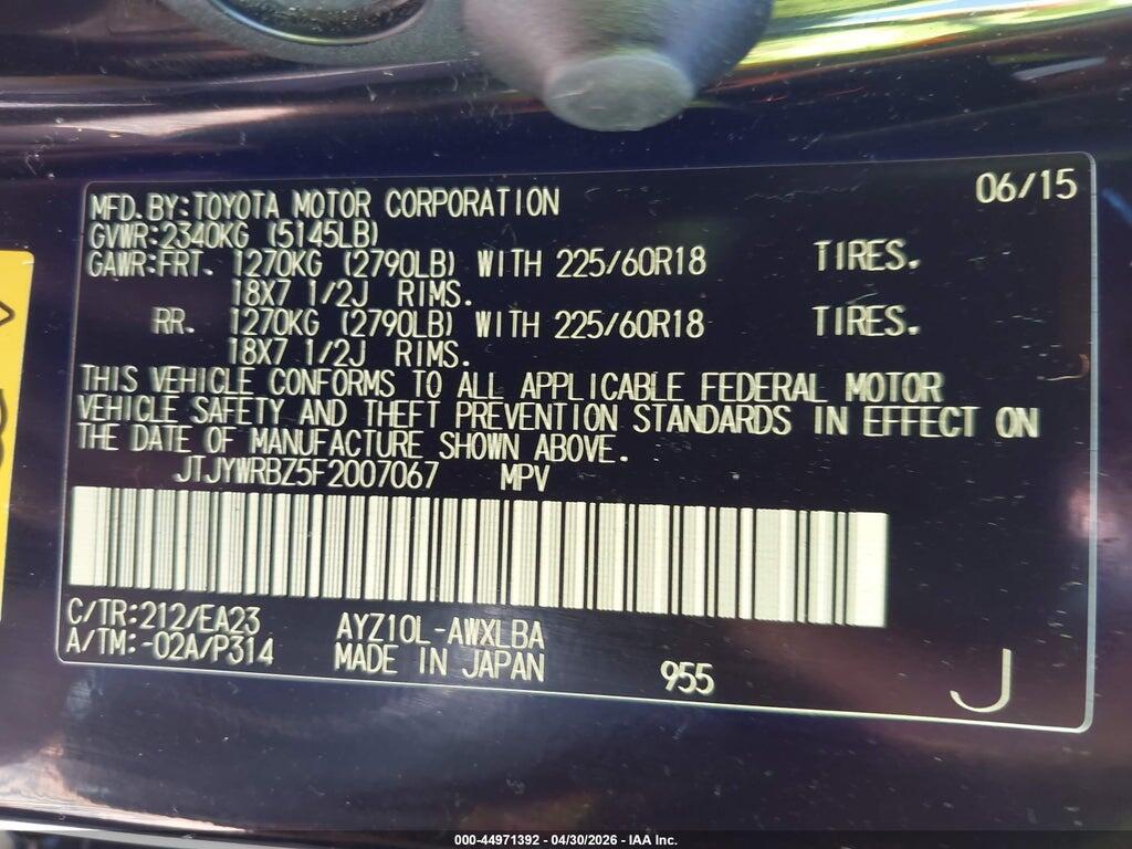 JTJYWRBZ5F2007067 2015 LEXUS NX 300H photo no. 9